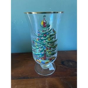Spode Christmas Tree ~ 9.5" Footed Hurricane Lamp ~ Spode Glassware ~ NIB